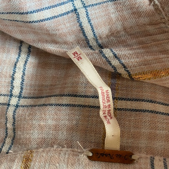 Free People Plaid Pale Pink Buttondown Shirt - m - Picture 5 of 6